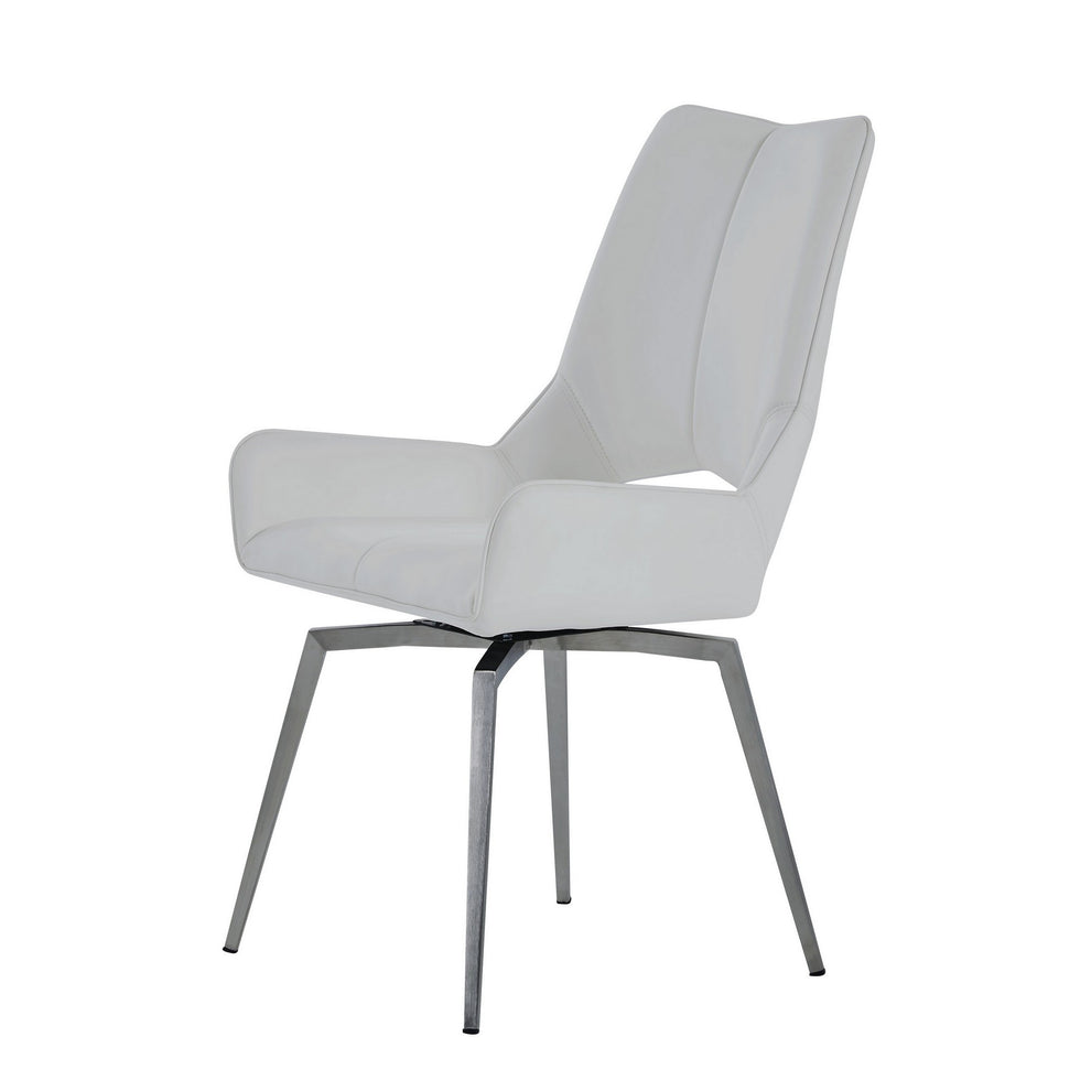 Set Of 2 White Bucket Style Dining Chairs With Metalic Silver Base By Homeroots | Dining Chairs | Modishstore - 3