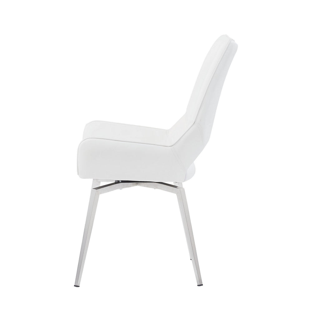 Set Of 2 White Bucket Style Dining Chairs With Metalic Silver Base By Homeroots | Dining Chairs | Modishstore - 4