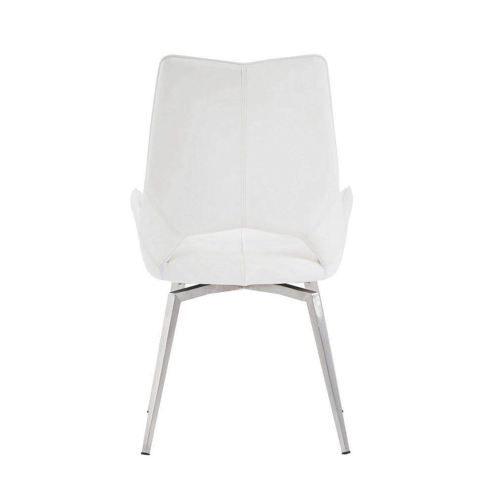Set Of 2 White Bucket Style Dining Chairs With Metalic Silver Base By Homeroots | Dining Chairs | Modishstore - 5