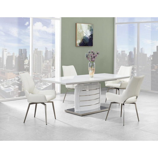 Set Of 2 White Bucket Style Dining Chairs With Metalic Silver Base By Homeroots | Dining Chairs | Modishstore