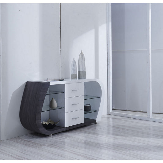 White And Grey Multi Tone Buffet With 3 Drawers By Homeroots | Sideboards | Modishstore