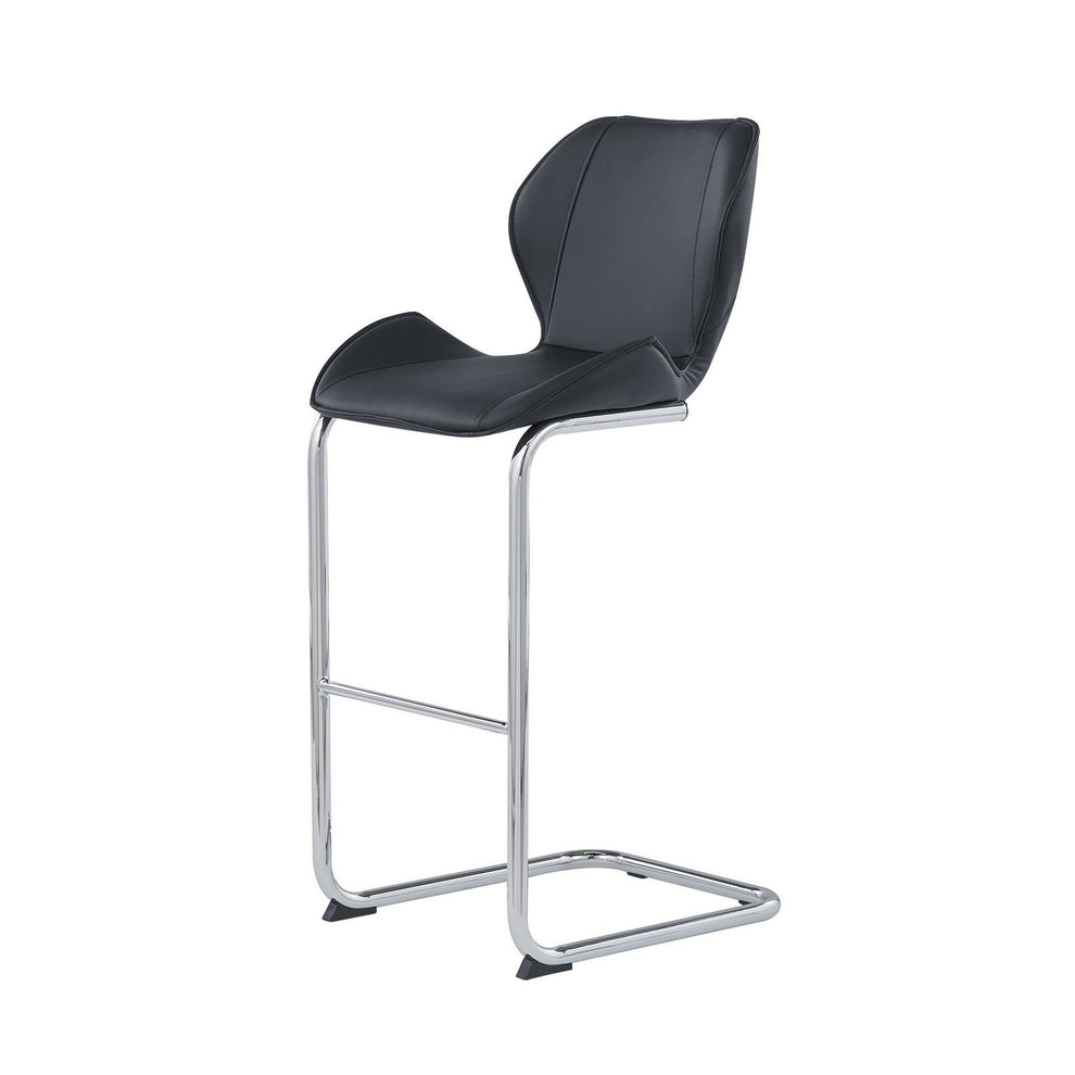 Set Of 4 Modern Black Barstools With Chrome Legs By Homeroots | Bar Stools | Modishstore - 2