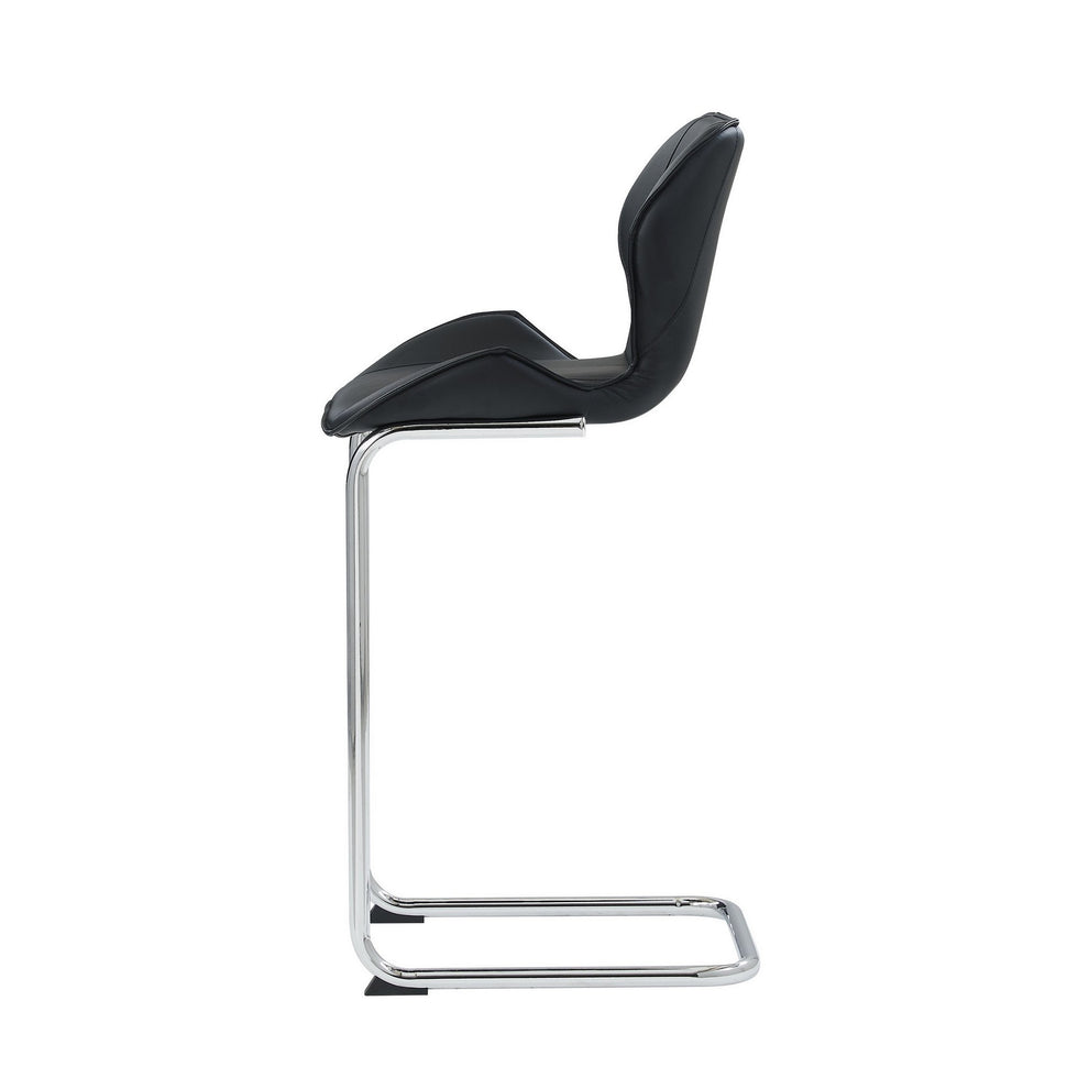 Set Of 4 Modern Black Barstools With Chrome Legs By Homeroots | Bar Stools | Modishstore - 3