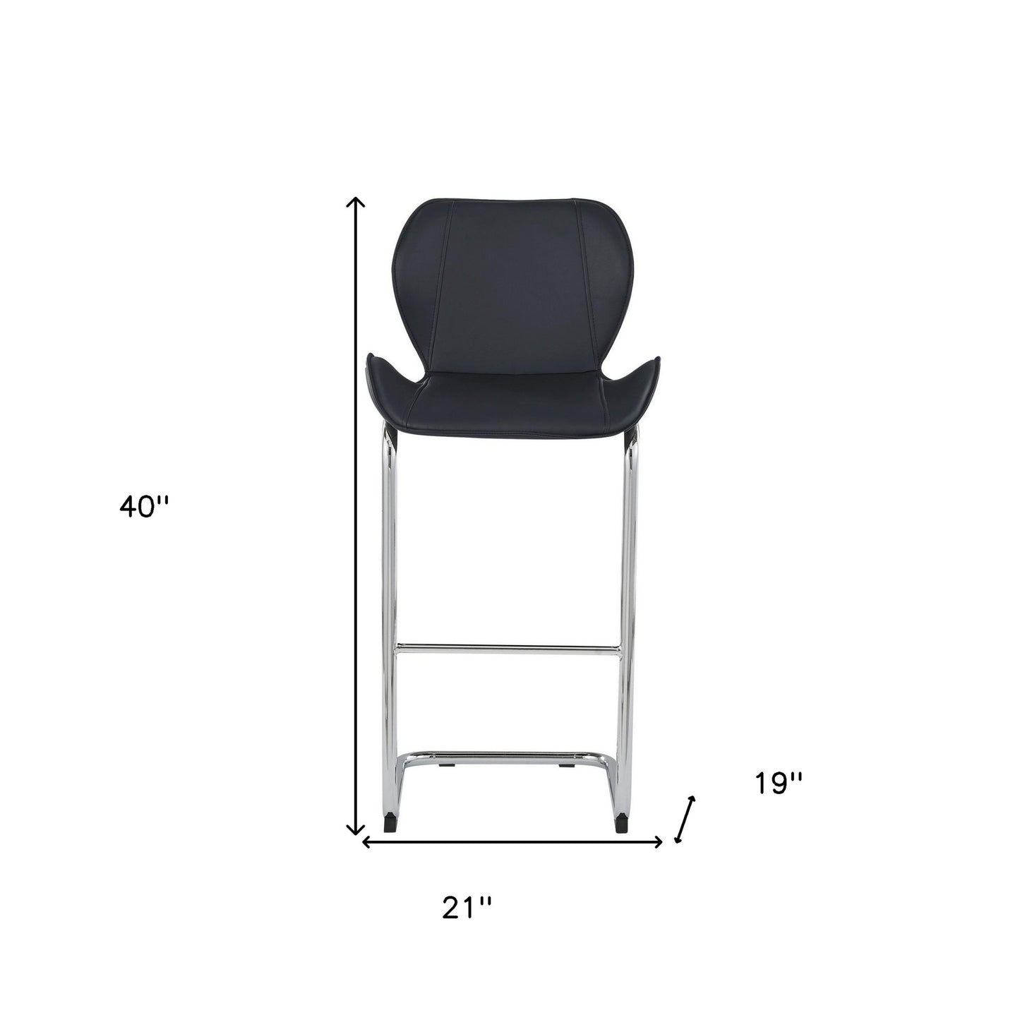 Set Of 4 Modern Black Barstools With Chrome Legs By Homeroots | Bar Stools | Modishstore - 7