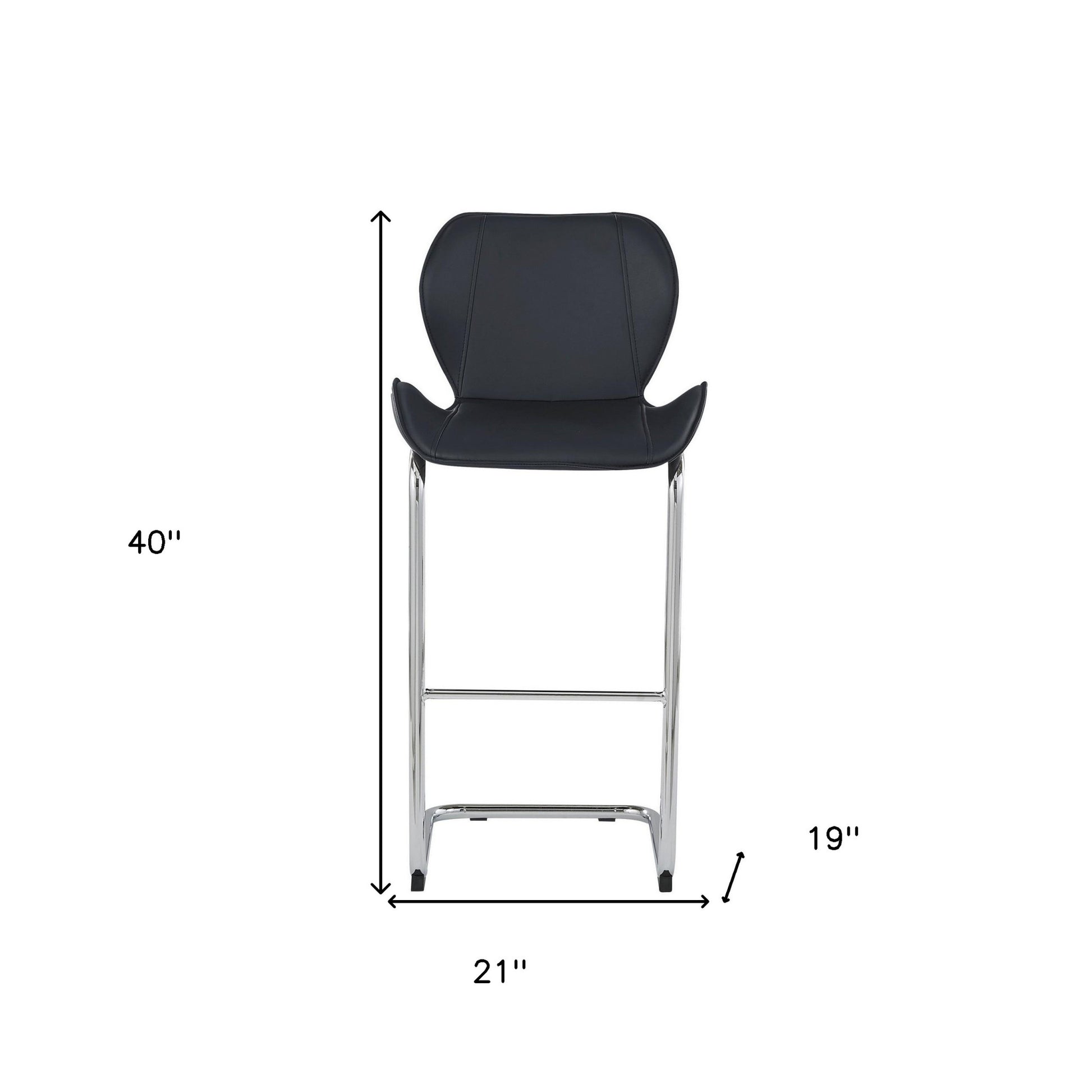 Set Of 4 Modern Black Barstools With Chrome Legs By Homeroots | Bar Stools | Modishstore - 7