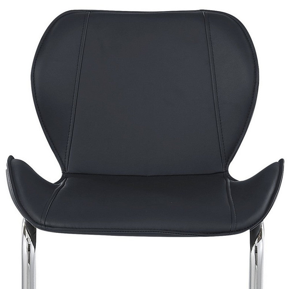 Set Of 4 Modern Black Barstools With Chrome Legs By Homeroots | Bar Stools | Modishstore - 6