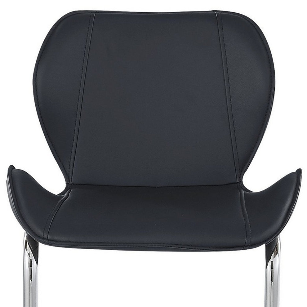Set Of 4 Modern Black Barstools With Chrome Legs By Homeroots | Bar Stools | Modishstore - 6