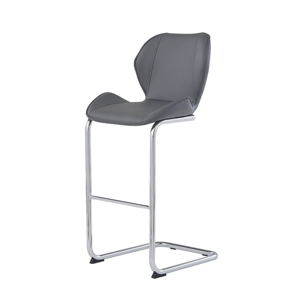 Set Of 4 Modern Grey Barstools With Chrome Legs By Homeroots | Bar Stools | Modishstore - 2