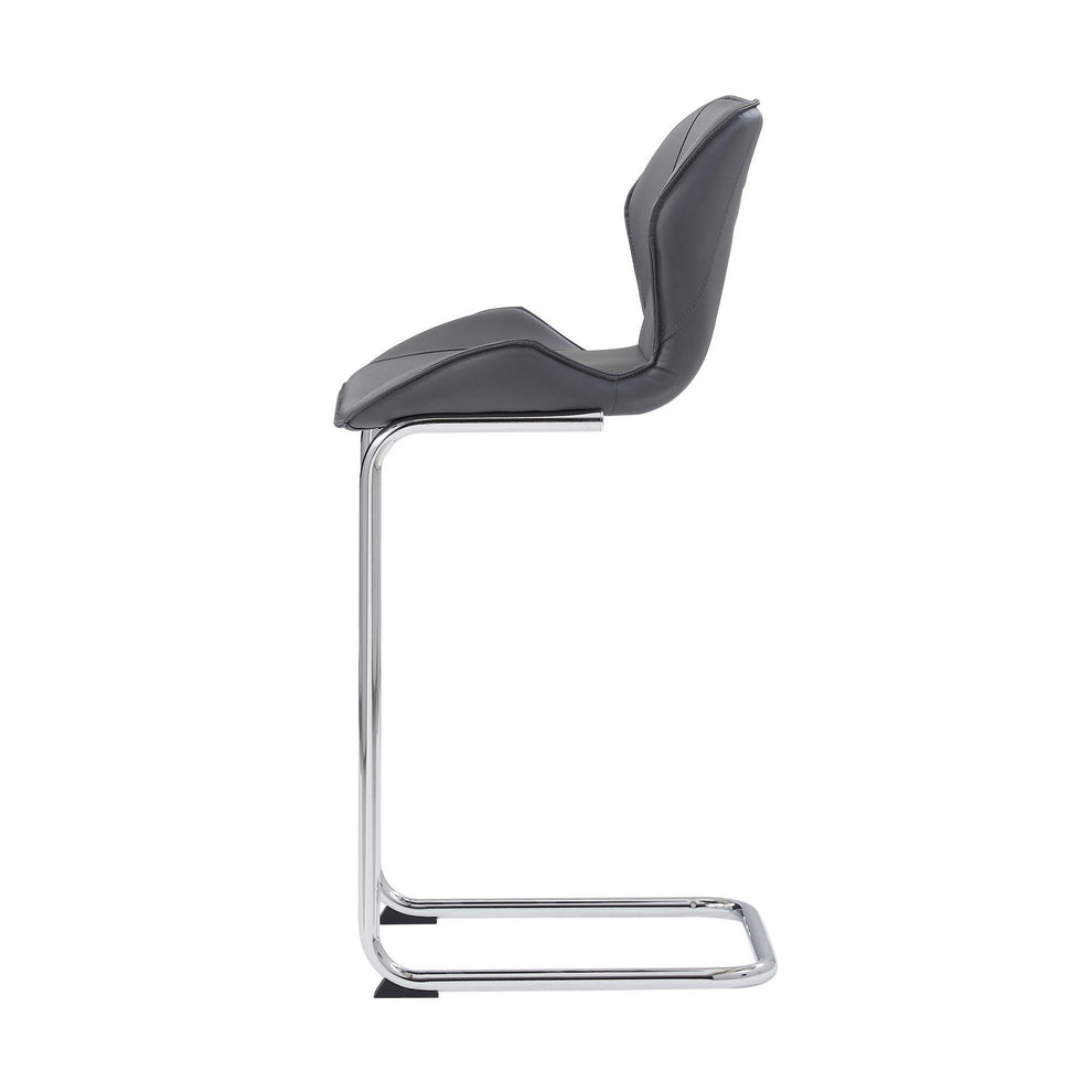 Set Of 4 Modern Grey Barstools With Chrome Legs By Homeroots | Bar Stools | Modishstore - 3
