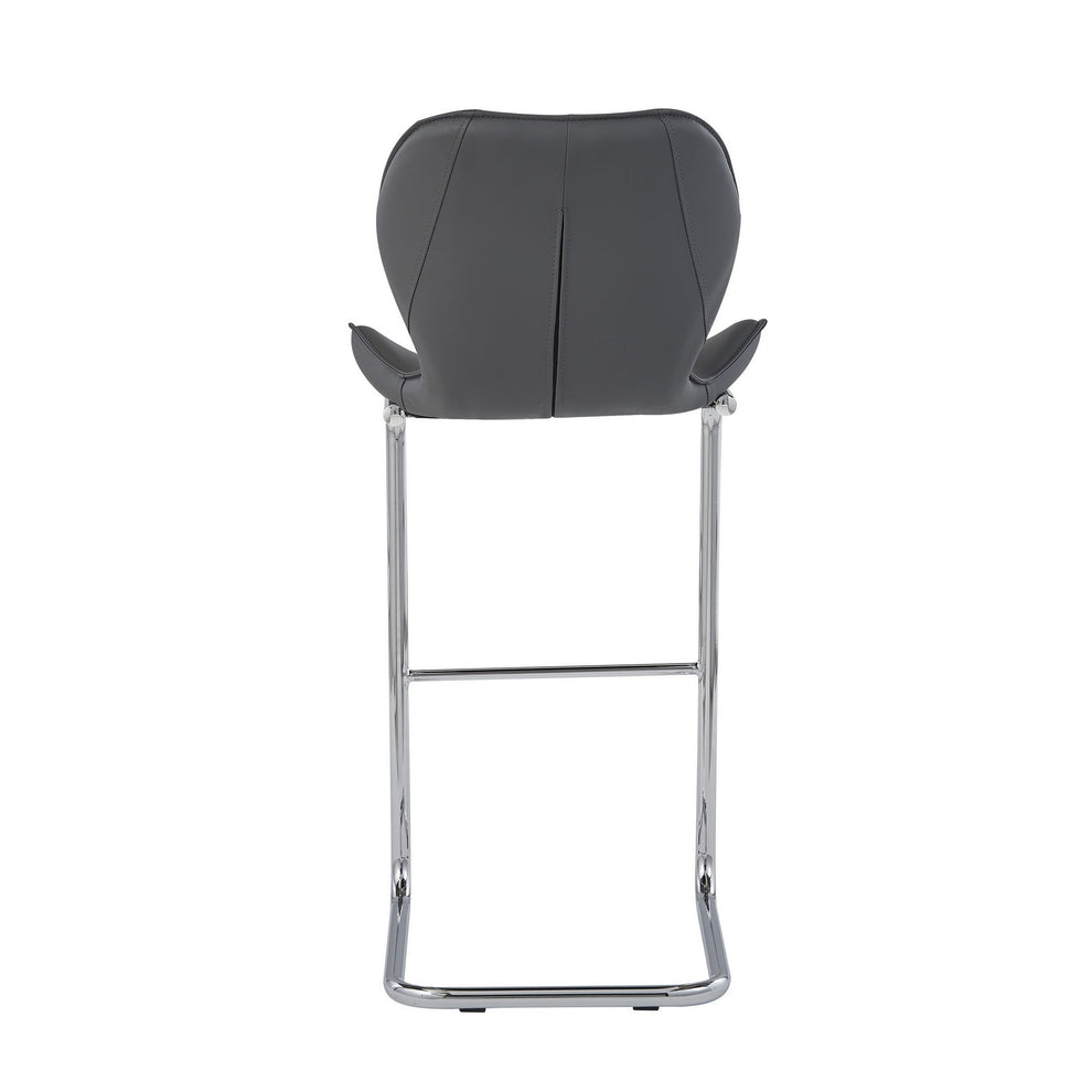 Set Of 4 Modern Grey Barstools With Chrome Legs By Homeroots | Bar Stools | Modishstore - 4