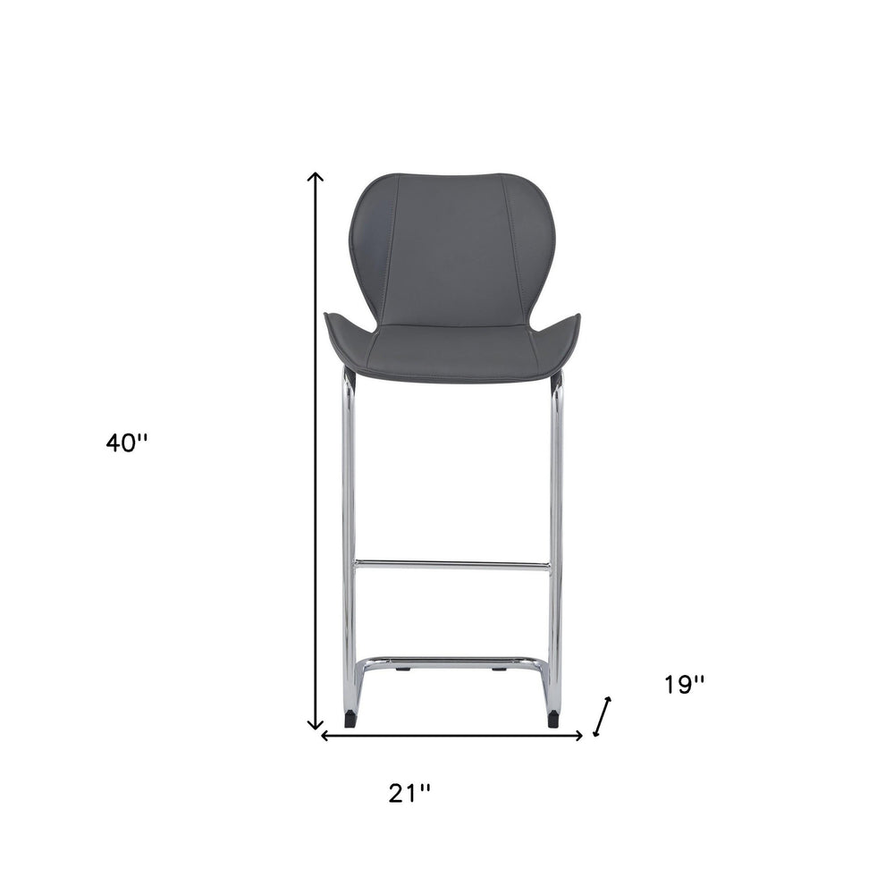 Set Of 4 Modern Grey Barstools With Chrome Legs By Homeroots | Bar Stools | Modishstore - 7