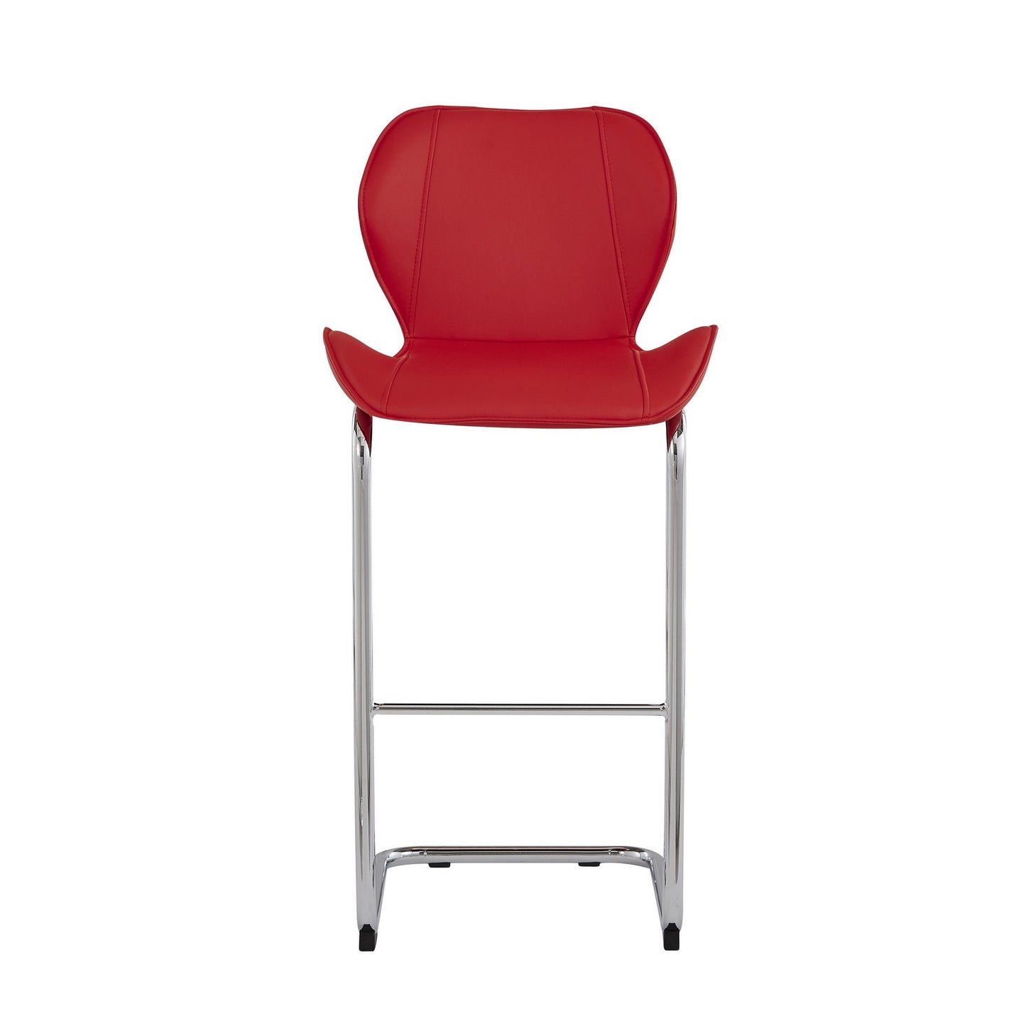 Set Of 4 Modern Red Barstools With Chrome Legs By Homeroots | Bar Stools | Modishstore