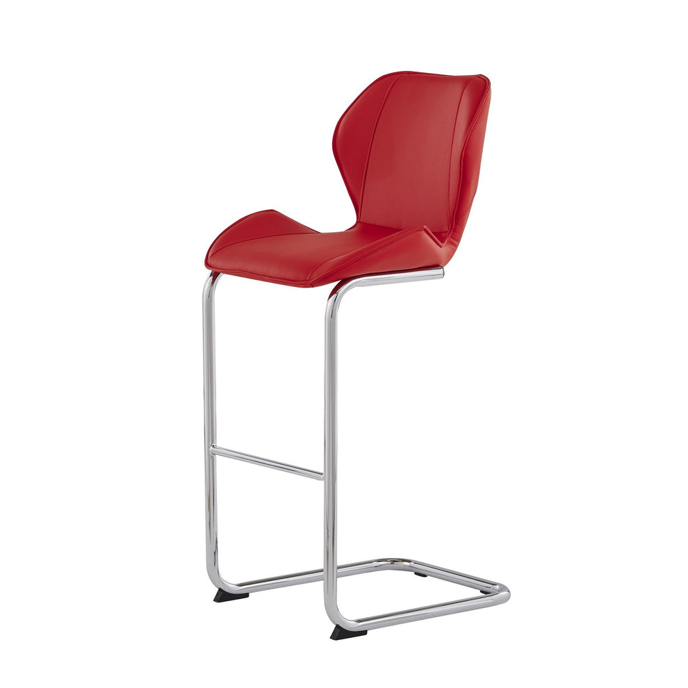 Set Of 4 Modern Red Barstools With Chrome Legs By Homeroots | Bar Stools | Modishstore - 2