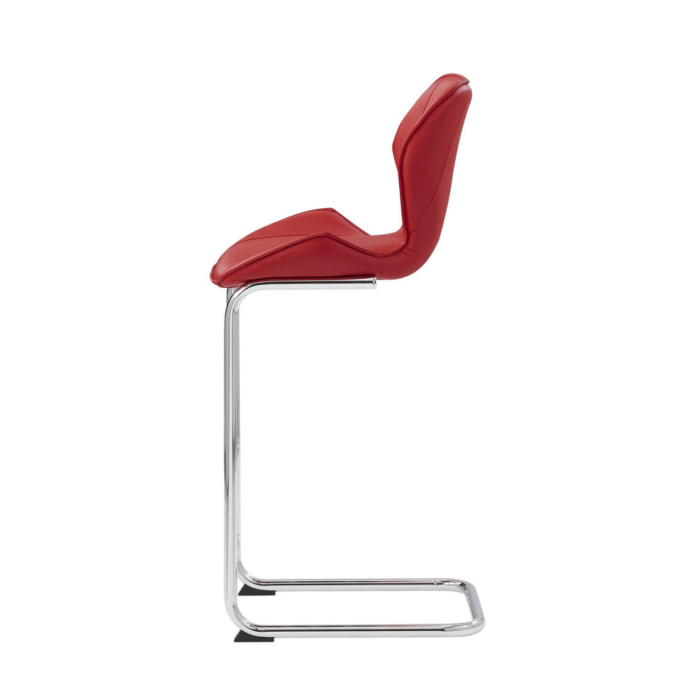 Set Of 4 Modern Red Barstools With Chrome Legs By Homeroots | Bar Stools | Modishstore - 3