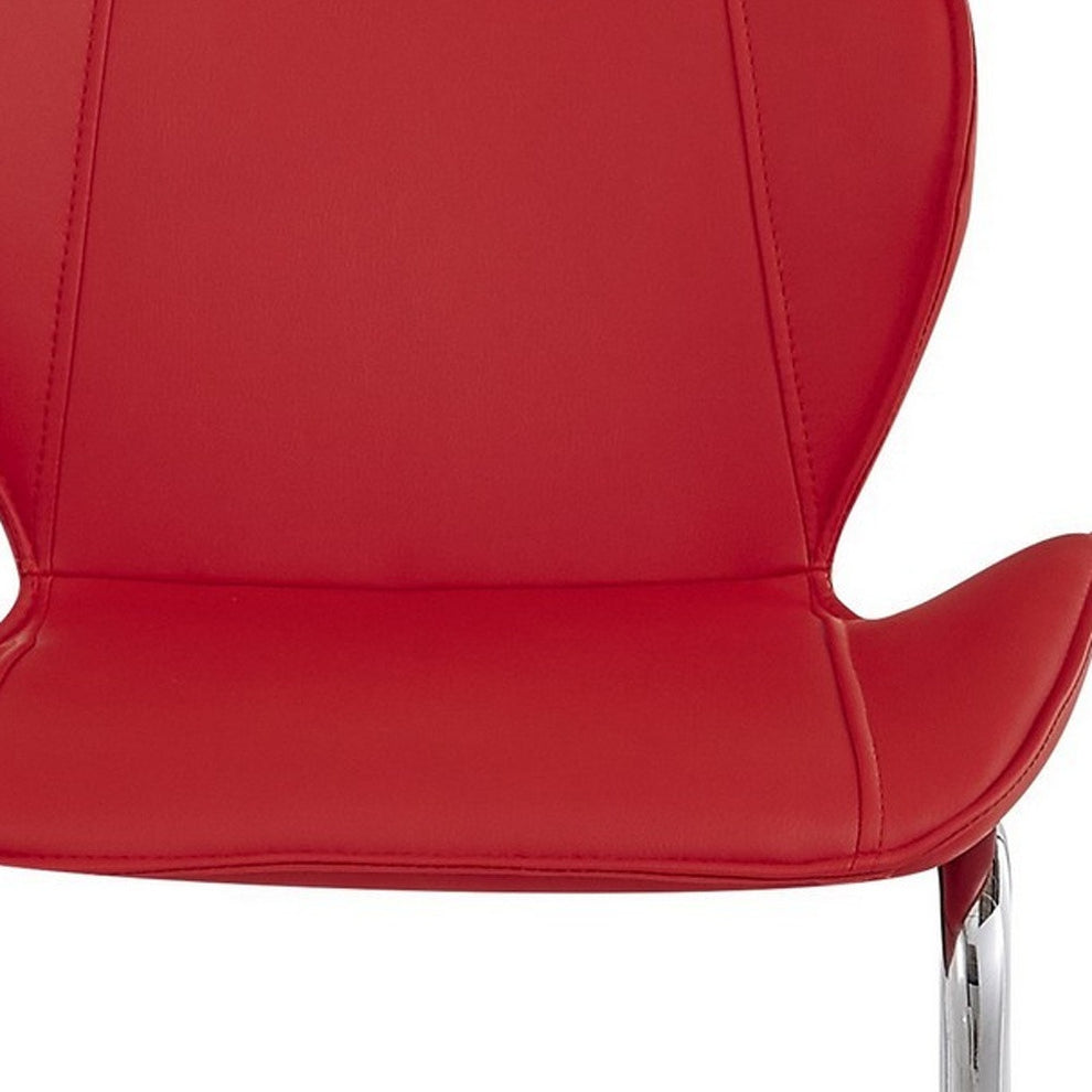 Set Of 4 Modern Red Barstools With Chrome Legs By Homeroots | Bar Stools | Modishstore - 5