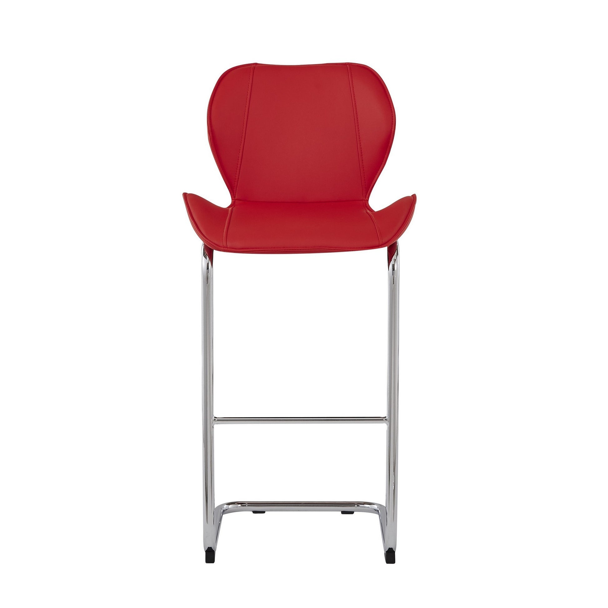 Set Of 4 Modern Red Barstools With Chrome Legs By Homeroots | Bar Stools | Modishstore - 6