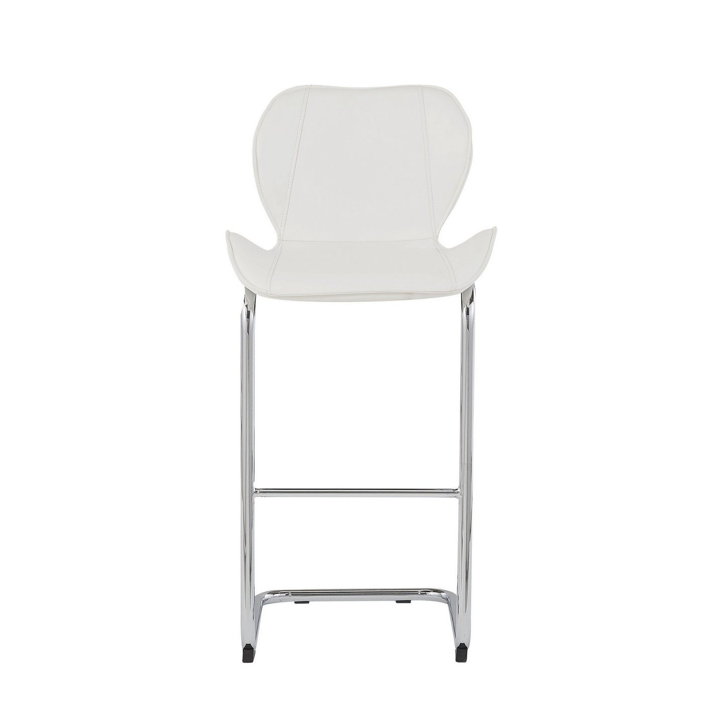 Set Of 4 Modern White Barstools With Chrome Legs By Homeroots | Bar Stools | Modishstore