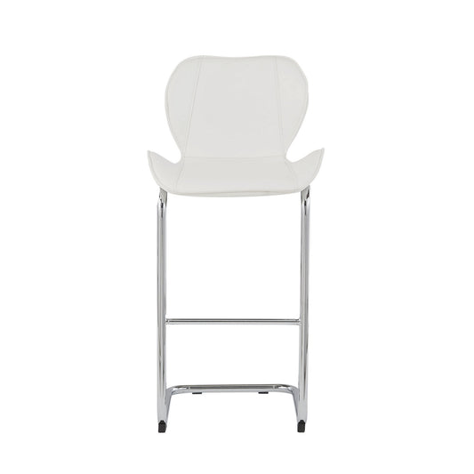 Set Of 4 Modern White Barstools With Chrome Legs By Homeroots | Bar Stools | Modishstore