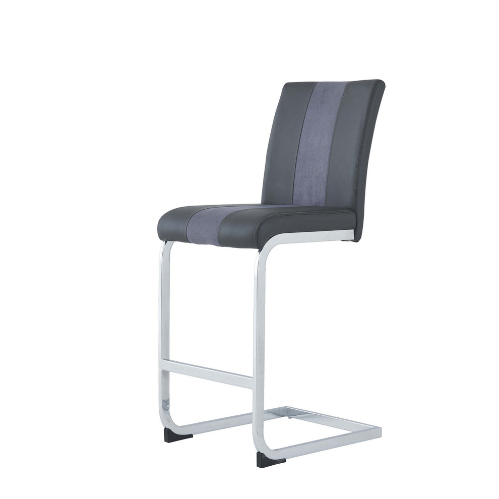 Set Of 4 Grey Two Tone Barstools With Silver Tone Metal Base By Homeroots | Bar Stools | Modishstore - 2