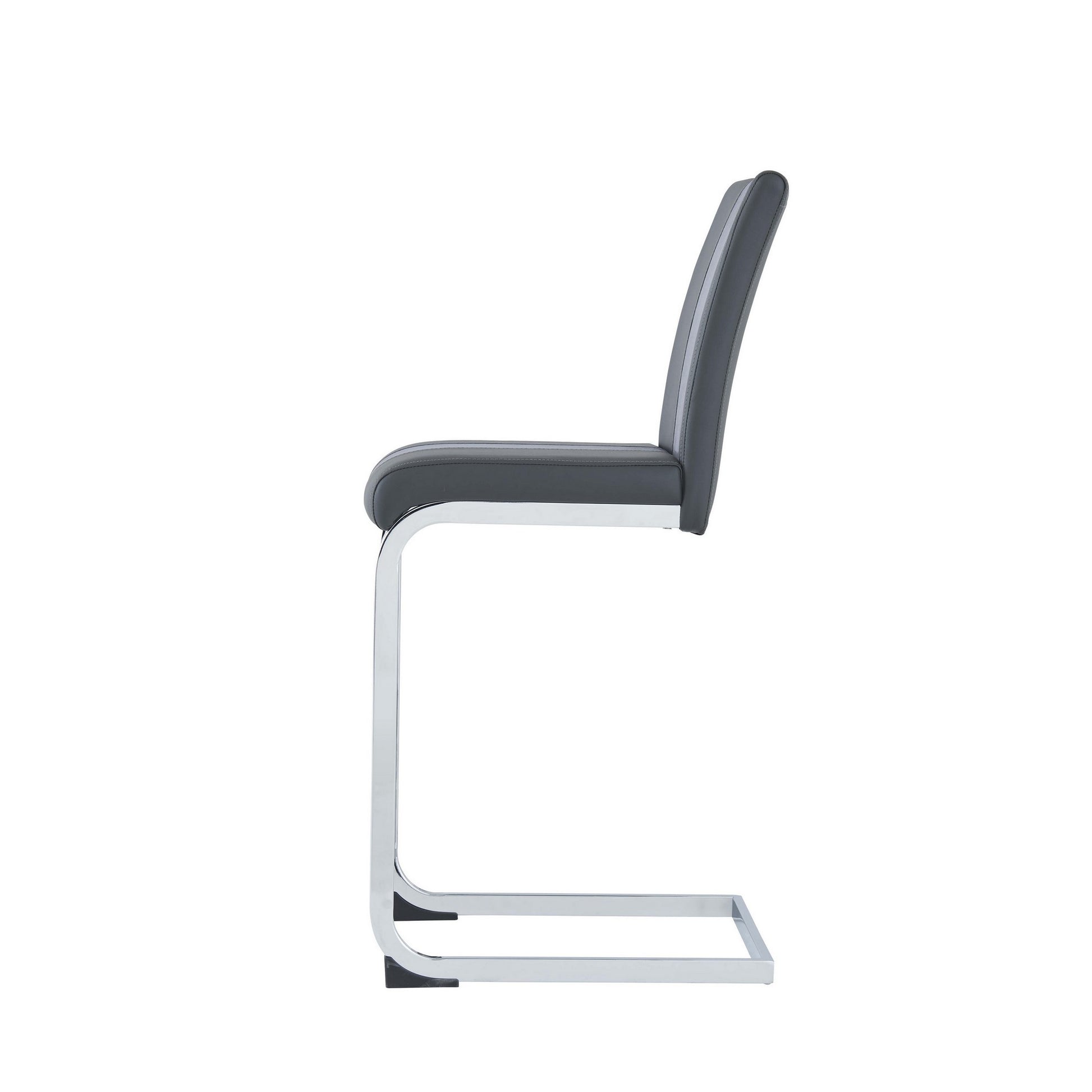 Set Of 4 Grey Two Tone Barstools With Silver Tone Metal Base By Homeroots | Bar Stools | Modishstore - 3