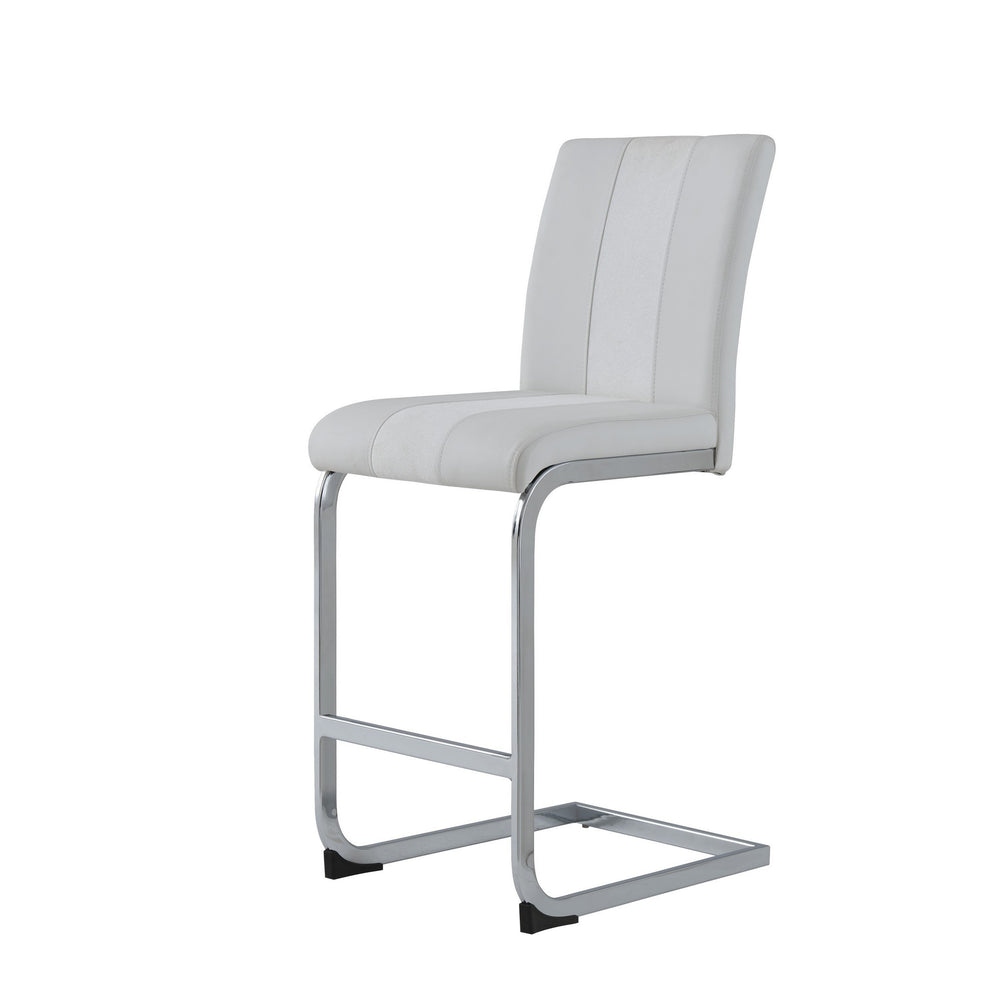 Set Of 4 White Two Tone Barstools With Silver Tone Metal Base By Homeroots | Bar Stools | Modishstore - 2
