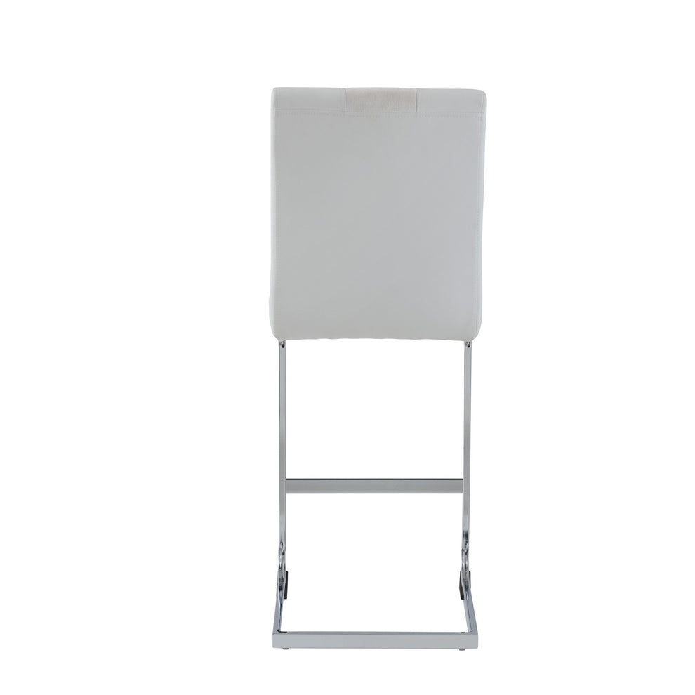 Set Of 4 White Two Tone Barstools With Silver Tone Metal Base By Homeroots | Bar Stools | Modishstore - 4