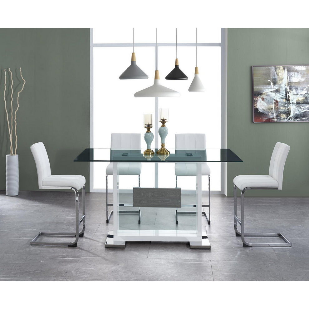 Set Of 4 White Two Tone Barstools With Silver Tone Metal Base By Homeroots | Bar Stools | Modishstore - 7