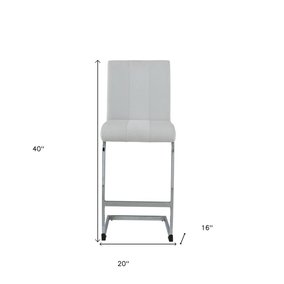 Set Of 4 White Two Tone Barstools With Silver Tone Metal Base By Homeroots | Bar Stools | Modishstore - 8