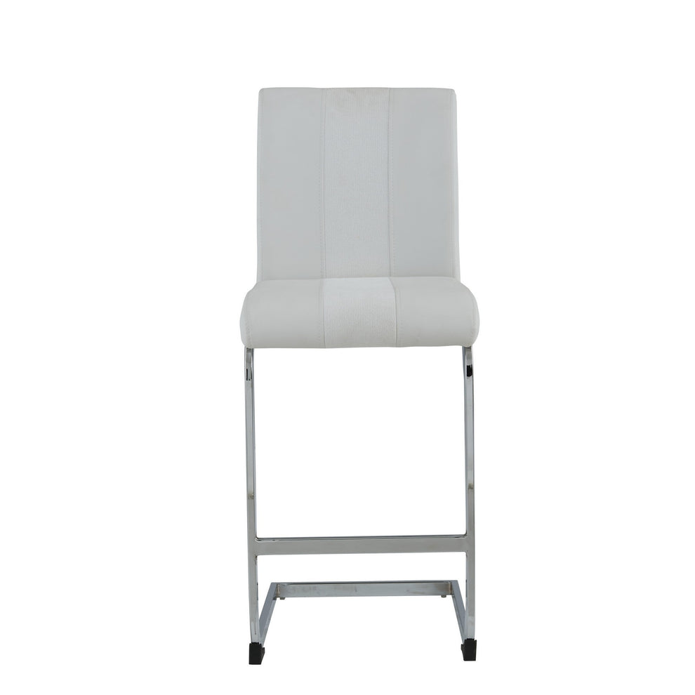 Set Of 4 White Two Tone Barstools With Silver Tone Metal Base By Homeroots | Bar Stools | Modishstore - 6