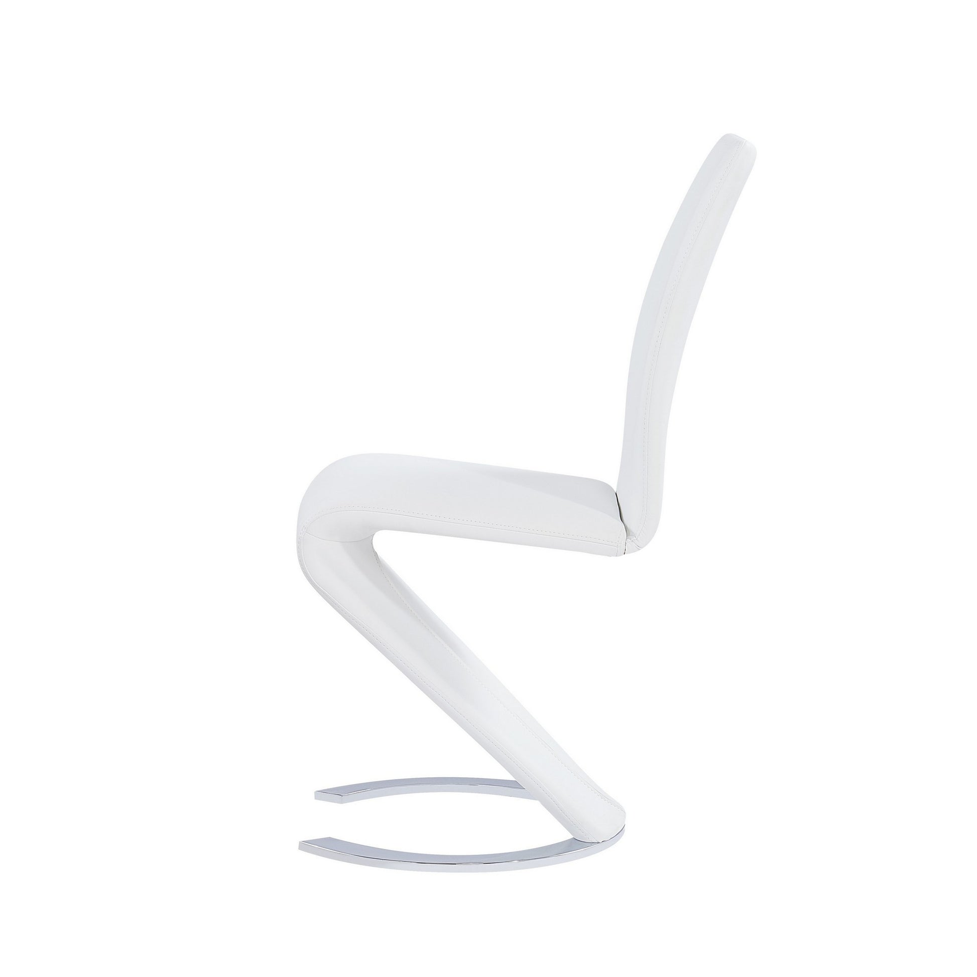 Set Of 2 White Z Shape Design Dining Chairs With Horse Shoe Shape Base By Homeroots | Dining Chairs | Modishstore - 3