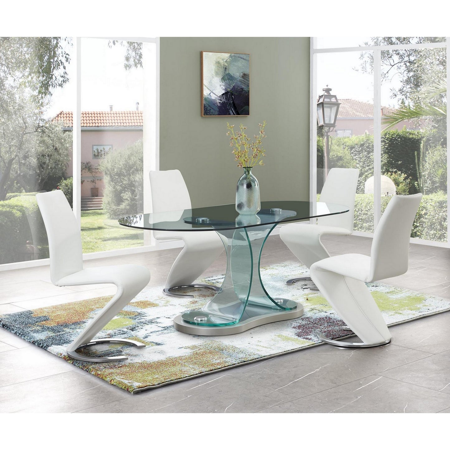 Set Of 2 White Z Shape Design Dining Chairs With Horse Shoe Shape Base By Homeroots | Dining Chairs | Modishstore