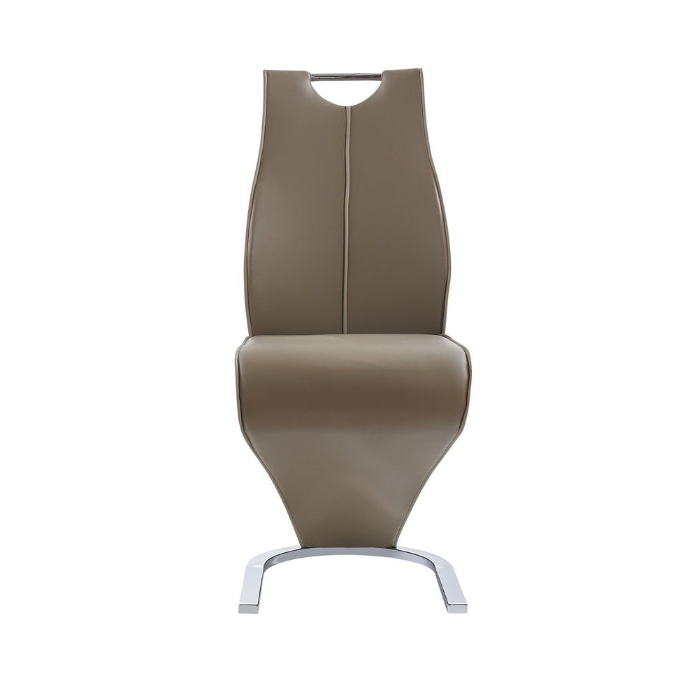 Set Of 2 Cappucino And Light Cappucino Z Style Design Dining Chairs With Metalic Base And Seat Back Handle By Homeroots | Dining Chairs | Modishstore - 2