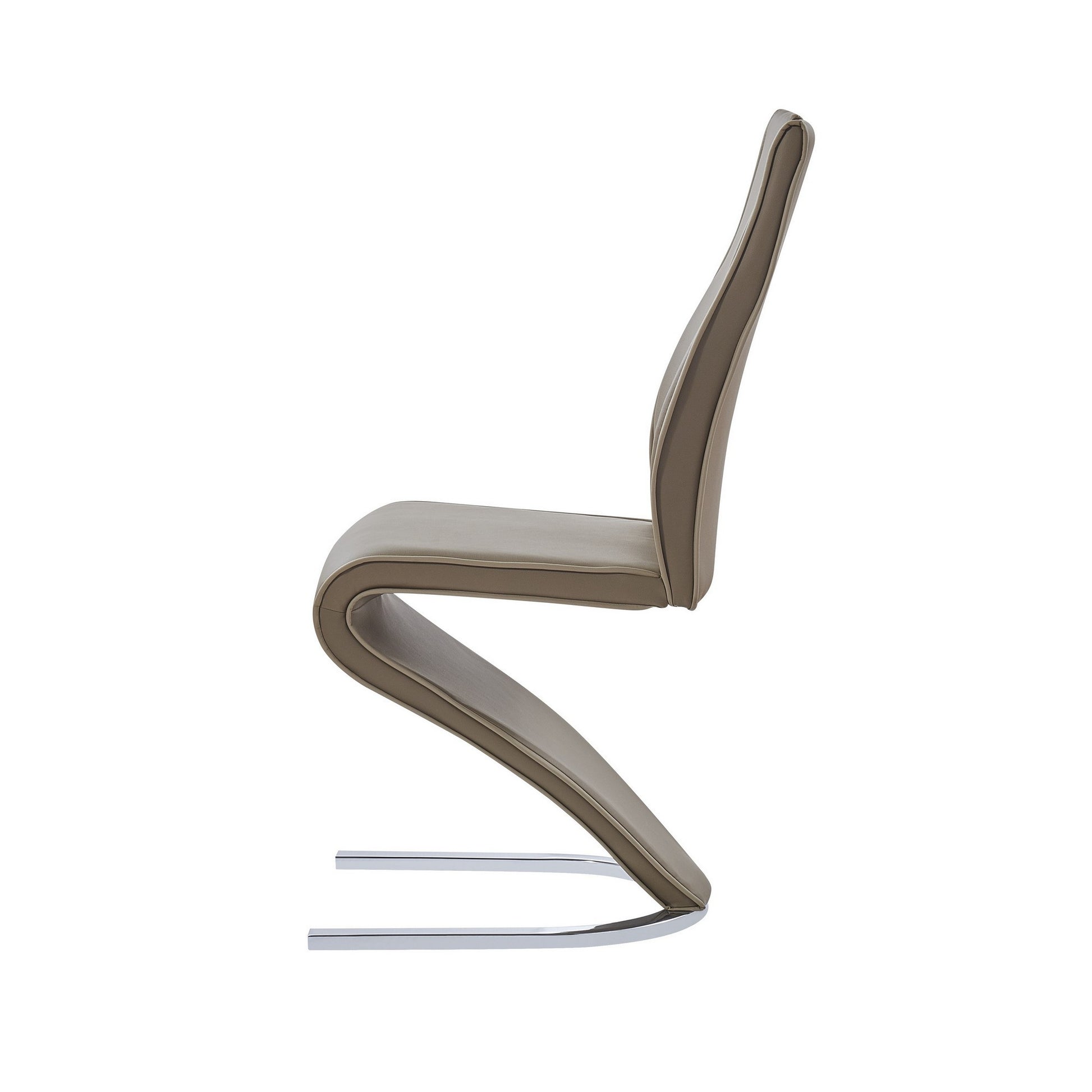 Set Of 2 Cappucino And Light Cappucino Z Style Design Dining Chairs With Metalic Base And Seat Back Handle By Homeroots | Dining Chairs | Modishstore - 3