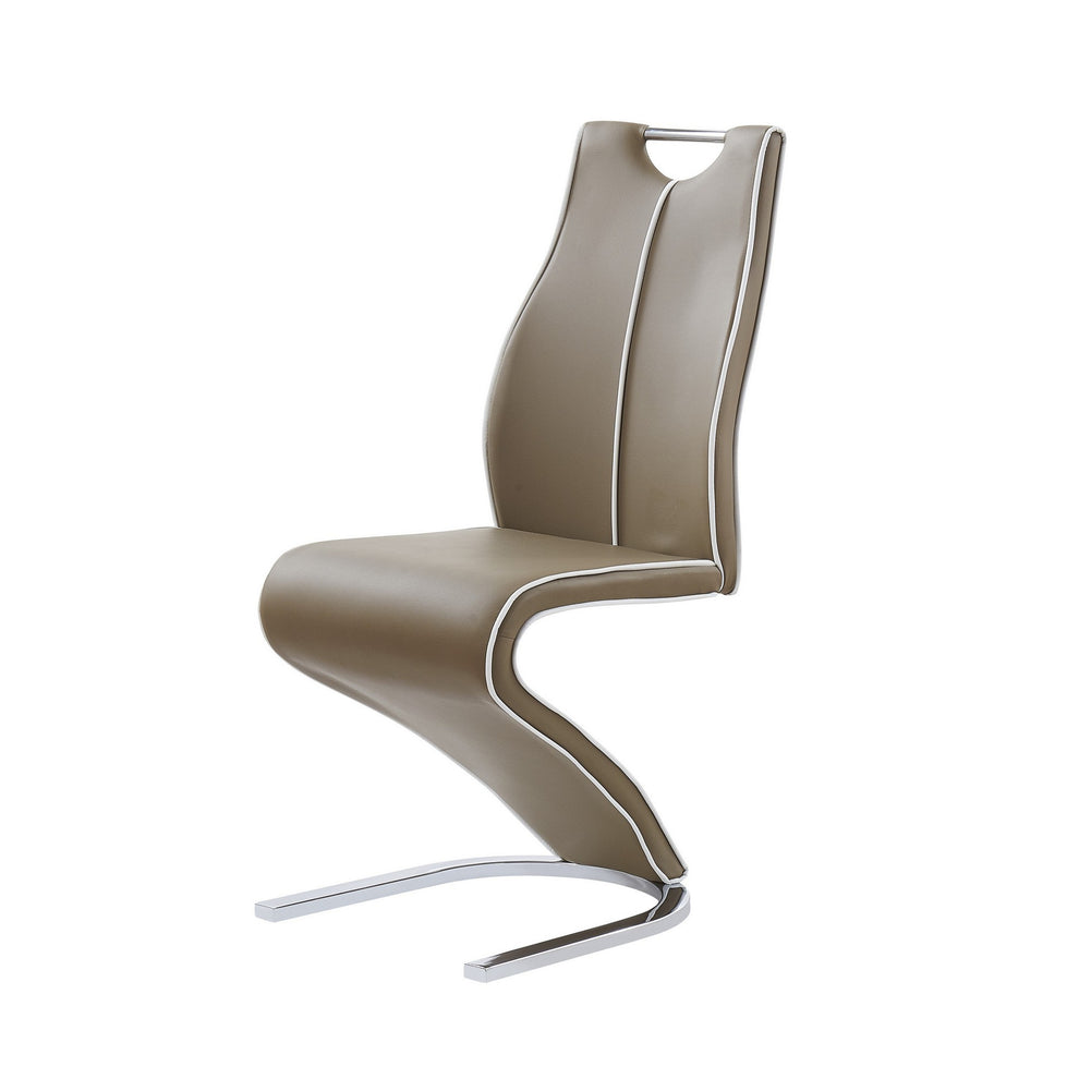 Set Of 2 Cappucino And Light Cappucino Z Style Design Dining Chairs With Metalic Base And Seat Back Handle By Homeroots | Dining Chairs | Modishstore - 5