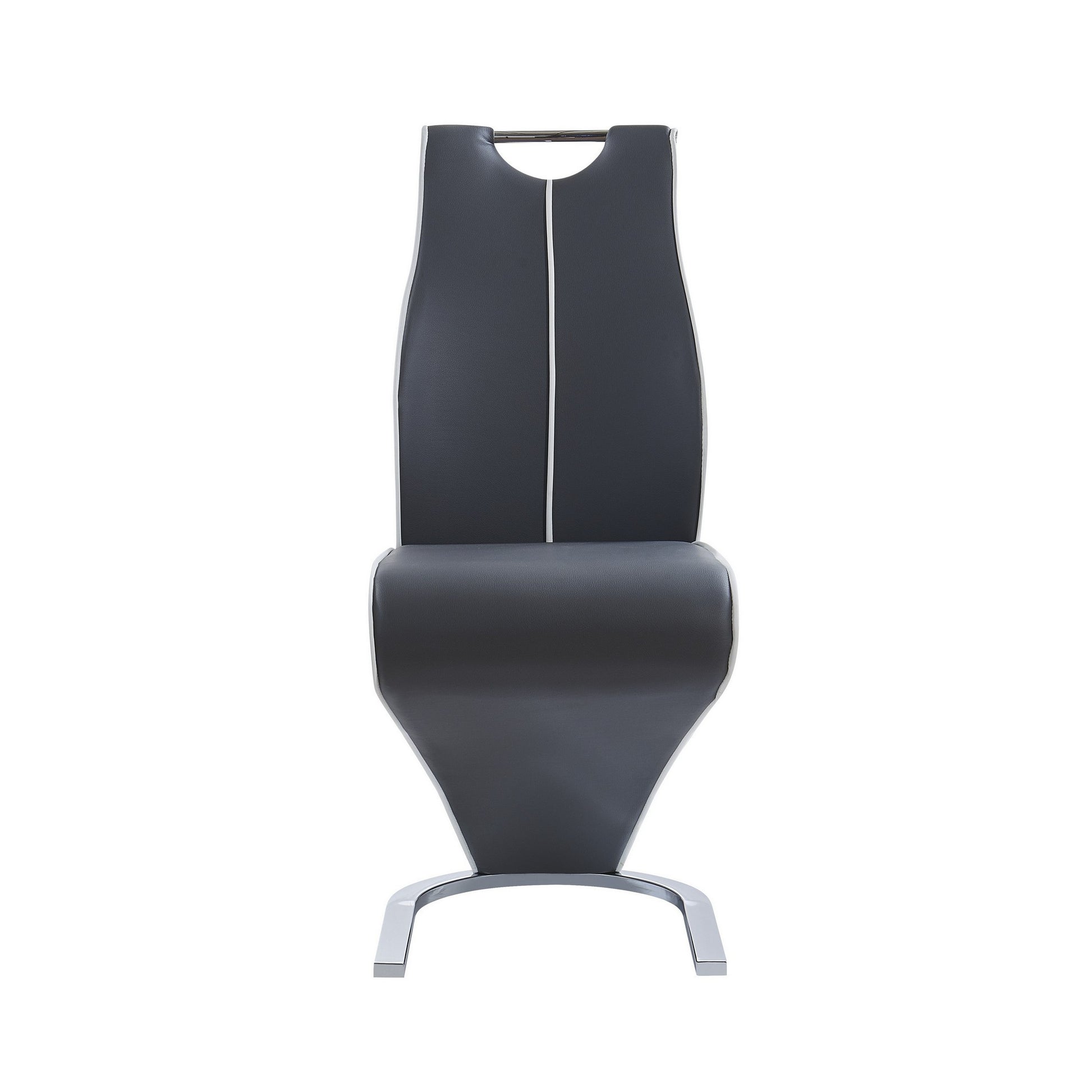 Set Of 2 Grey And White Z Style Design Dining Chairs With Metalic Base And Seat Back Handle By Homeroots | Dining Chairs | Modishstore - 2