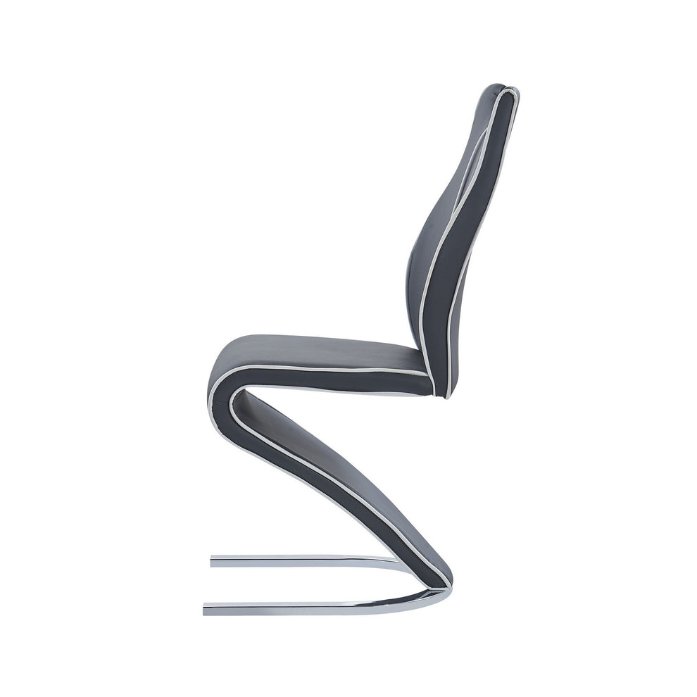 Set Of 2 Grey And White Z Style Design Dining Chairs With Metalic Base And Seat Back Handle By Homeroots | Dining Chairs | Modishstore - 4