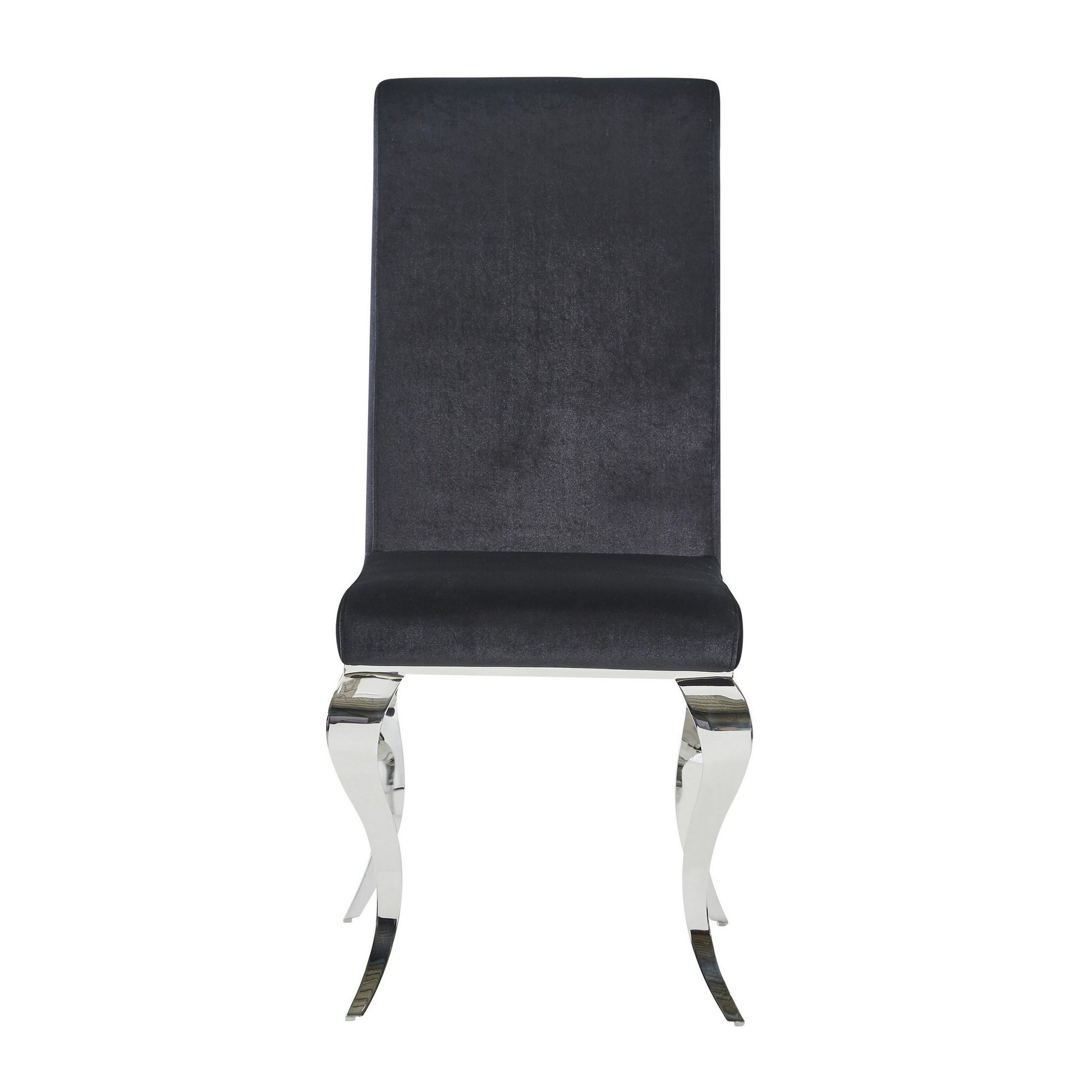 Set Of 2 Black Dining Chairs With Silver Tone Legs By Homeroots | Dining Chairs | Modishstore