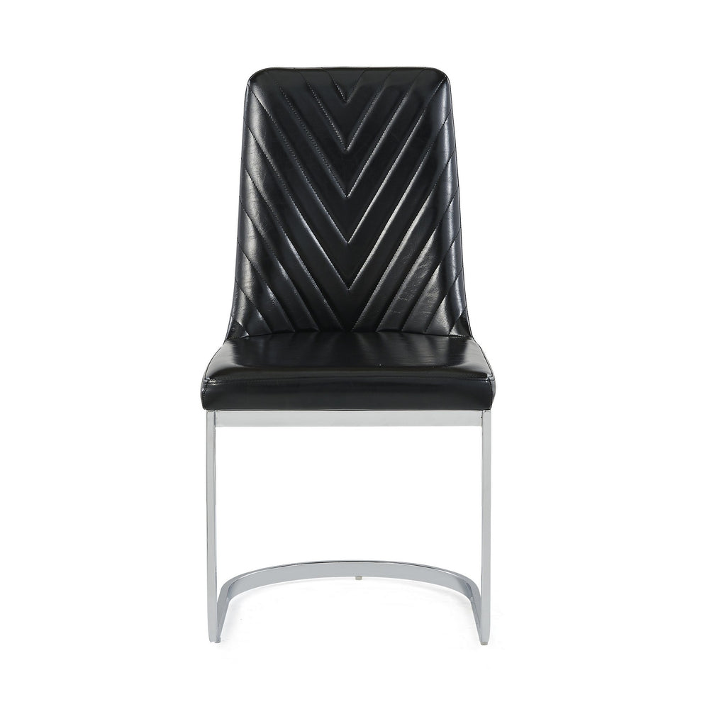 Set Of 2 Modern Black Dining Chairs With Horse Shoe Style Metal Base By Homeroots | Dining Chairs | Modishstore