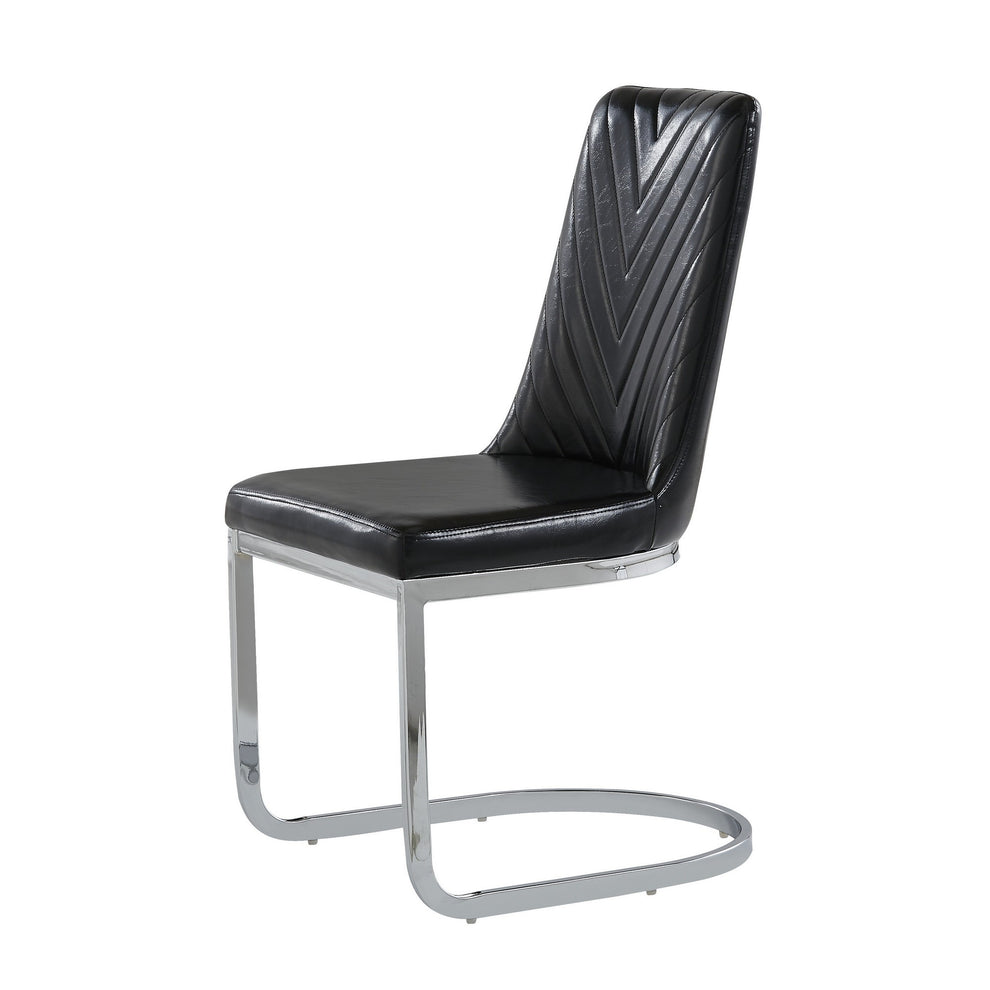 Set Of 2 Modern Black Dining Chairs With Horse Shoe Style Metal Base By Homeroots | Dining Chairs | Modishstore - 2