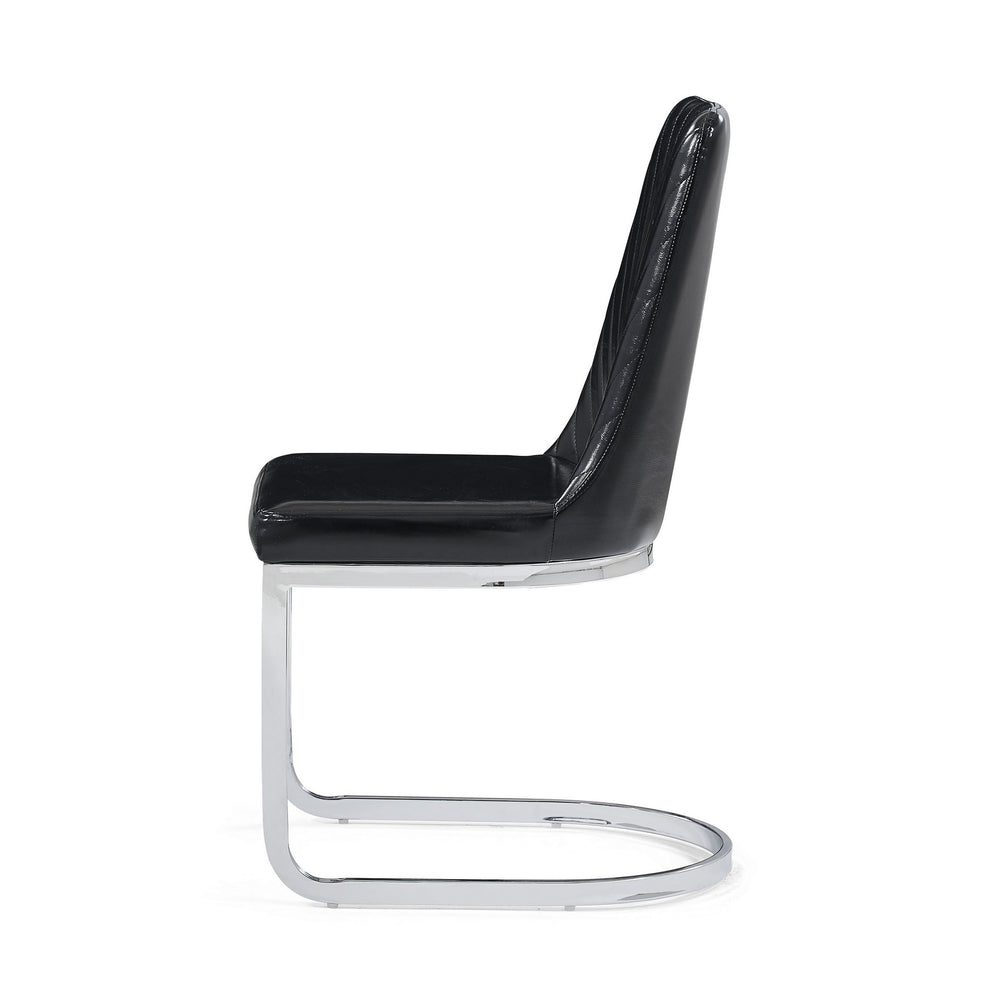 Set Of 2 Modern Black Dining Chairs With Horse Shoe Style Metal Base By Homeroots | Dining Chairs | Modishstore - 4
