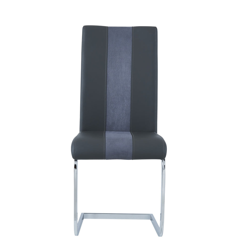 Set Of 4 Grey Two Toned Dining Chairs With Silver Tone Metal Base By Homeroots | Dining Chairs | Modishstore - 2