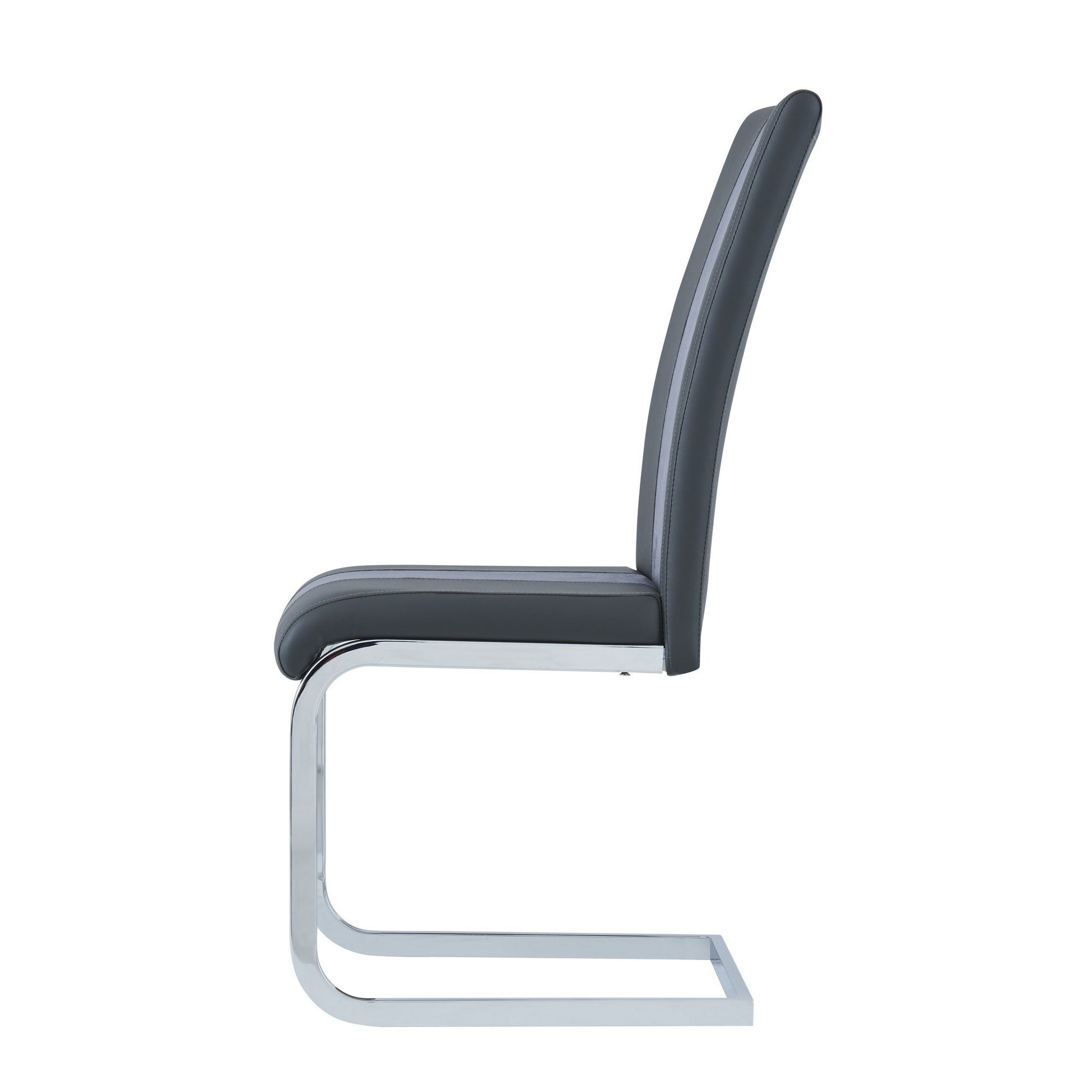 Set Of 4 Grey Two Toned Dining Chairs With Silver Tone Metal Base By Homeroots | Dining Chairs | Modishstore - 4