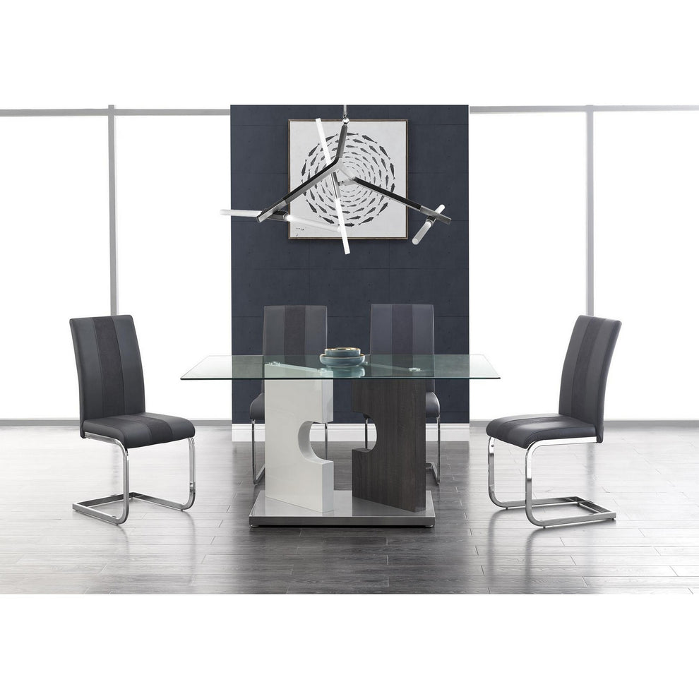 Set Of 4 Grey Two Toned Dining Chairs With Silver Tone Metal Base By Homeroots | Dining Chairs | Modishstore