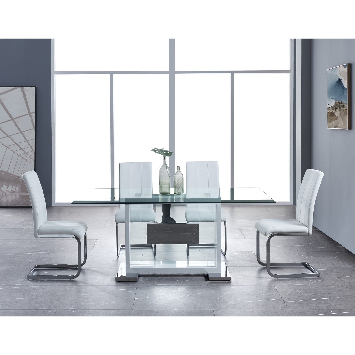 Set Of 4 Grey Two Toned Dining Chairs With Silver Tone Metal Base By Homeroots | Dining Chairs | Modishstore - 15