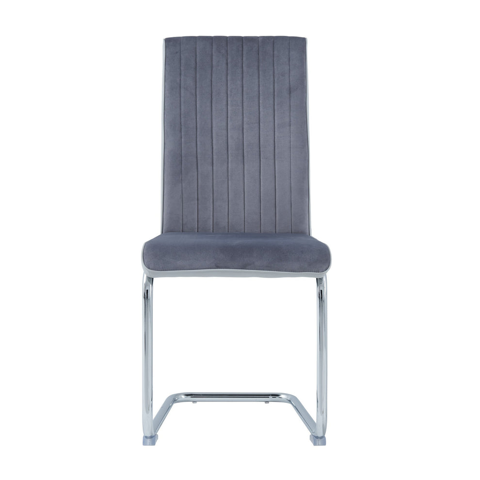 Set Of 4 Two Tone Grey And Chrome Dining Chairs By Homeroots | Dining Chairs | Modishstore - 2