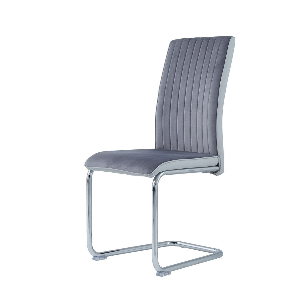 Set Of 4 Two Tone Grey And Chrome Dining Chairs By Homeroots | Dining Chairs | Modishstore - 3