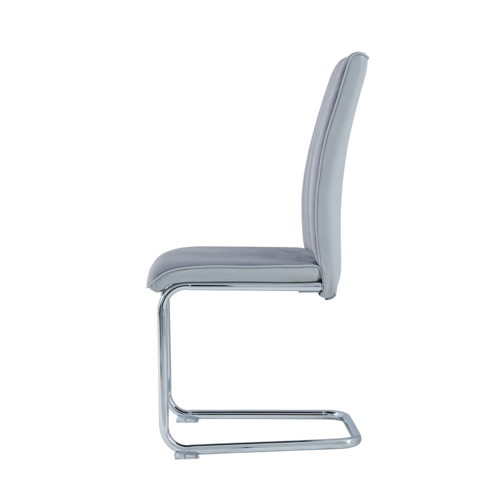 Set Of 4 Two Tone Grey And Chrome Dining Chairs By Homeroots | Dining Chairs | Modishstore - 4