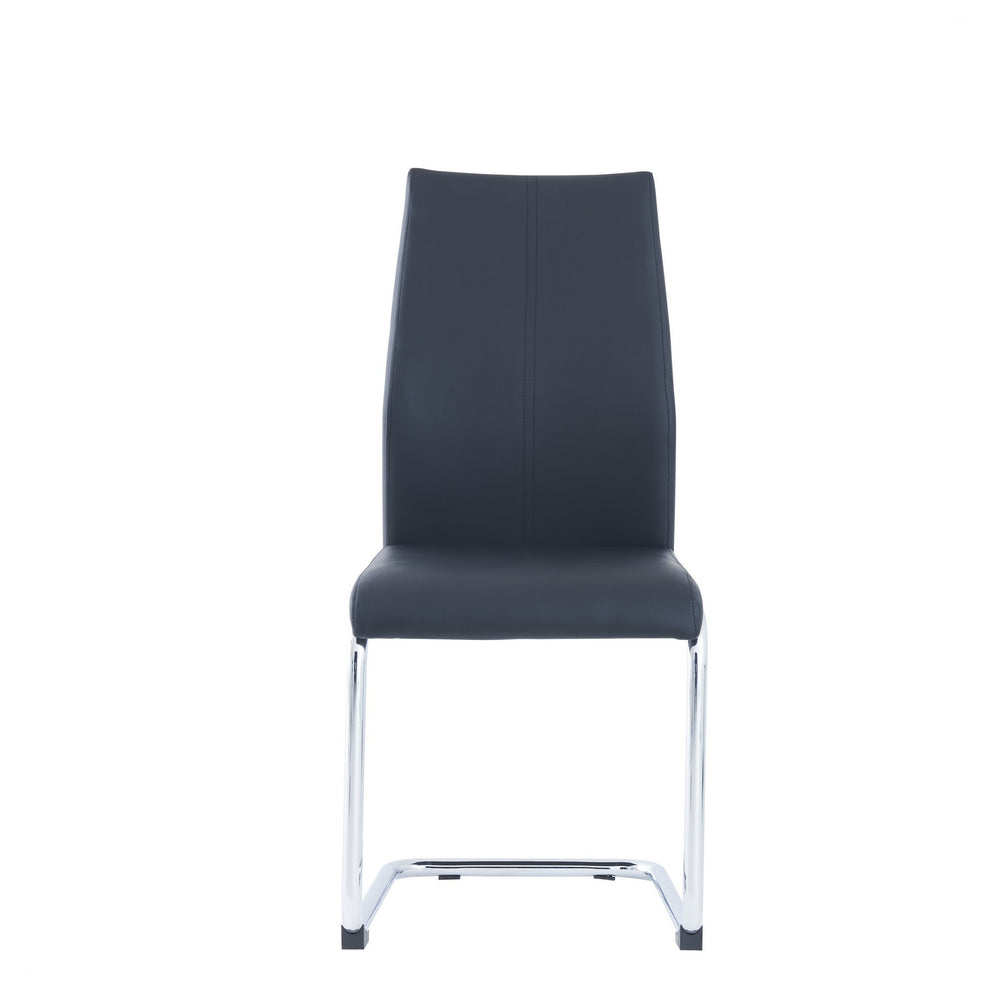 Set Of 4 Modern Black Dining Chairs With Chrome Metal Base By Homeroots | Dining Chairs | Modishstore - 2