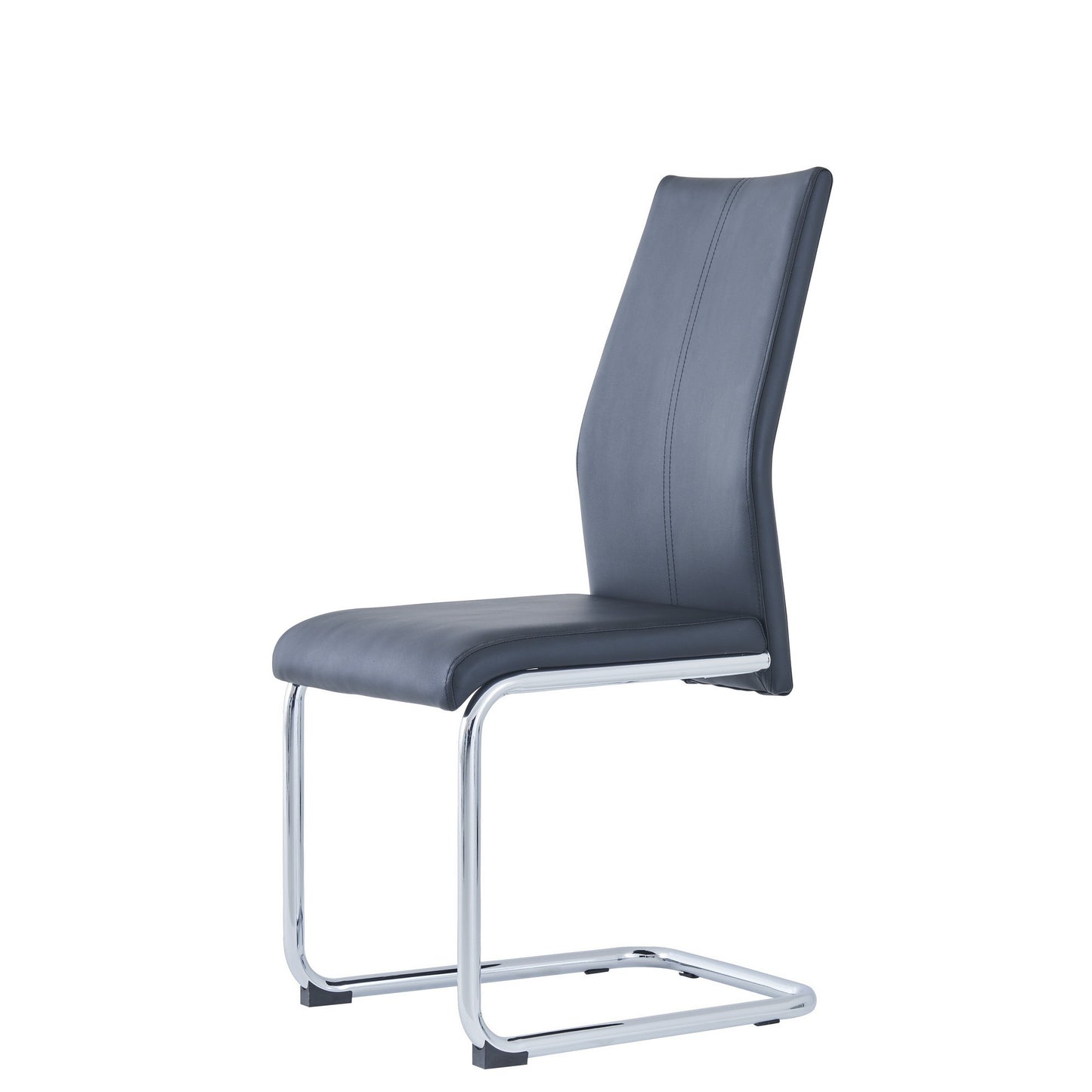 Set Of 4 Modern Black Dining Chairs With Chrome Metal Base By Homeroots | Dining Chairs | Modishstore - 3