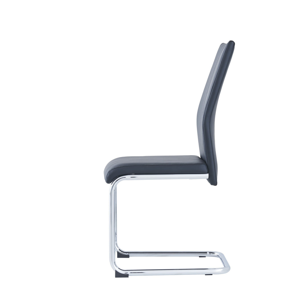 Set Of 4 Modern Black Dining Chairs With Chrome Metal Base By Homeroots | Dining Chairs | Modishstore - 4